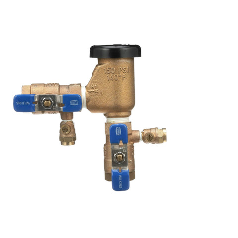 Zurn Wilkins 34-710 3/4 in pressure vacuum breaker assembly with brass body and blue valve handles