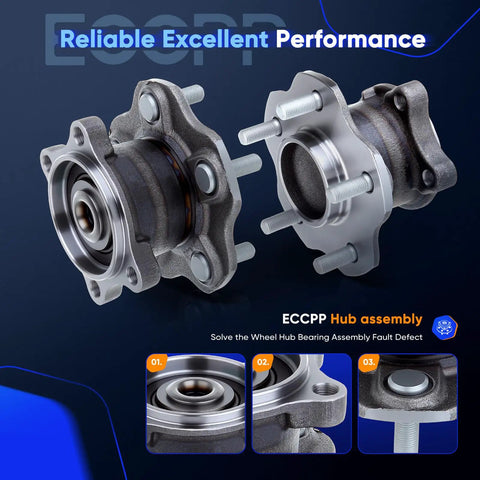 Pair of Rear Wheel Hub Bearing Assembly 512201 for Nissan Altima 2002-2006, Maxima 2004-2008, Quest 2004-2009 with ABS