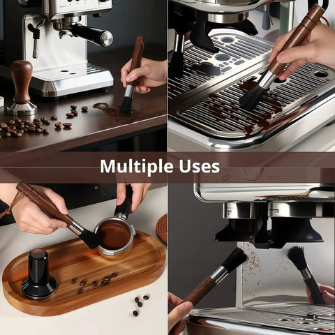 Two Pack Coffee Grinder Cleaning Brush With Natural Walnut Wood Handle And Black Boar Bristle For Grinders Espresso Machines Barista Tools Hanging Loop used in multiple cleaning scenarios