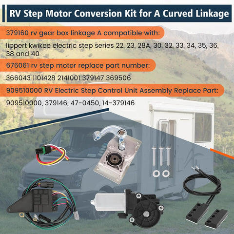 Sobalai RV step motor conversion kit for curved linkage; Kwikee series compatible, includes motor and control unit