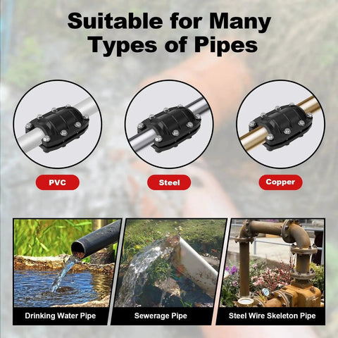 Three Quarter Inch Pipe Repair Clamp For Fast Leak Fix On Plastic And Metal Pipes With Anti Impact Shield for PVC, steel, and copper pipes.