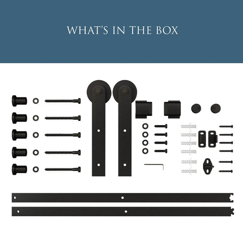 Builder Interior Sliding Barn Door Kit Two Piece 72 Inch Matte Black With All Mounting Hardware For Hanging A Barn Door Supports Openings Up To 36 Inches For Single Doors One And Three Eighths Inch To One And Three Quarters Inch Thick parts layout