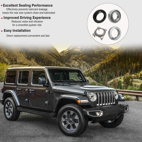 Rear Axle Bearing And Seal Kit For Jeep Wrangler JK And JKU 2007 Through 2017 Axle Shaft Seal Retainer with Jeep in background