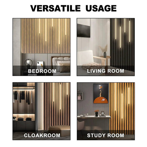 8 Pack Recessed Linear LED Strip Light Kit 200 Inches Total Length 3000K Warm White installed in various room settings