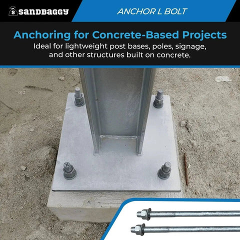 Half Inch By Ten Inch Threaded Concrete Anchor L Bolts With Nuts And Washers Included Hot Dipped Galvanized for sill plate installation