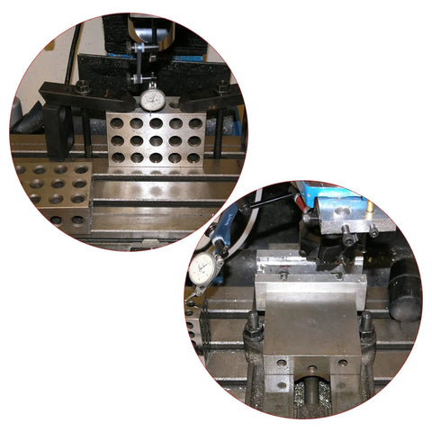 Ultra Precision 1 Pair 1-2-3 Machinist Block Set In Hardened Steel With 0.0002 Inch Height Tolerance And 23 Holes In Use On CNC Machine
