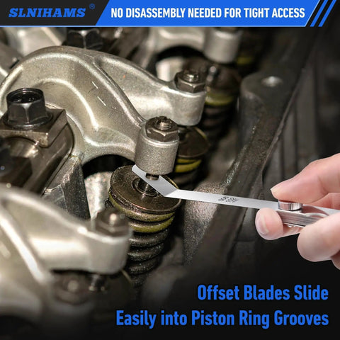 Rugged Magnetic Stainless Steel Feeler Gauge Set for Precise Valve and Spark Plug Measurements in engine.