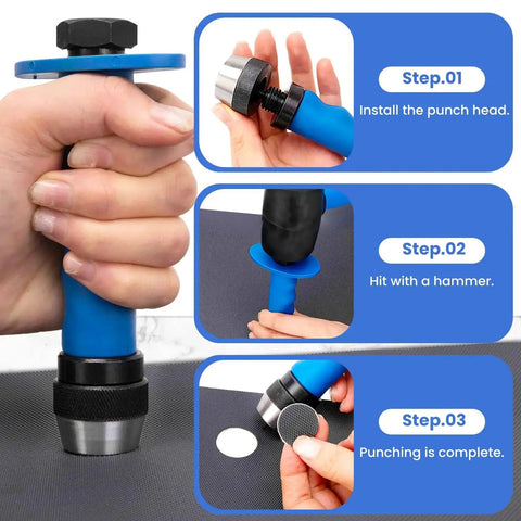 Step-by-step guide for using Pro Grade Hollow Punch Kit With Pin Point Shaft For Gaskets And Leather Work Rubber Hole Cutter Set