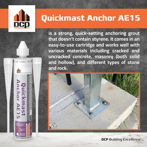 Concrete Epoxy Anchoring System AE15 For Rebar And Rods Two Part Acrylate Epoxy With Cartridge And Nozzles displayed with application