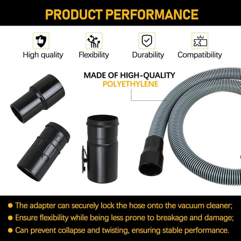 "Universal 1 7/8 Inch Vacuum Hose, 7 Foot Replacement for Wet Dry Shop Vacuums, Fits Most 1 7/8 Inlet Port, POS I LOCK Conection"