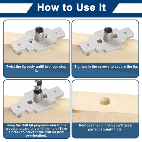 Self Centering Floating Shelf Dowel Jig Kit with Half Inch By Nine Inch Drill Bit for Hidden Bracket Install instructions