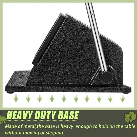 Side view of 58mm Button Maker Circle Cutter Punch For Badges And DIY Crafts, highlighting heavy-duty metal base for stability.