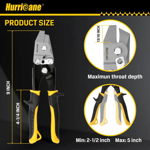 Pro Grade Sheet Metal V Notcher For HVAC Ductwork And Roofing From Hurricane, 30 Degree Notches Up To 13/16in Deep, tool dimensions