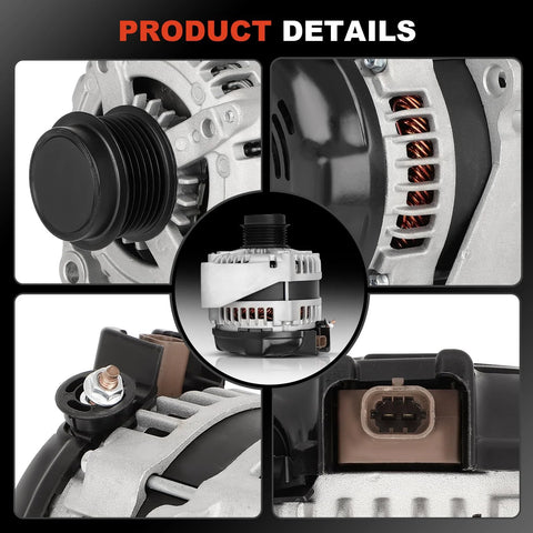 Beefed Up High Output 12V 150A CW Pulley Alternator Replacement For 2014 Through 2016 Silverado 1500, 2015 Through 2016 Tahoe, 2014 Through 2016 Sierra 1500, And 2015 Through 2016 Yukon With 6 Groove Belt Drive close-up image