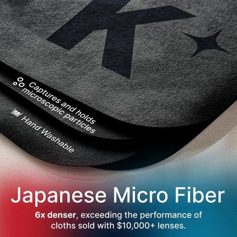 Close-up of Japanese microfiber cloth from Glasses Cleaner Kit With Alcohol-Free Spray Two Bottles And Microfiber Cloths, showing texture and density.