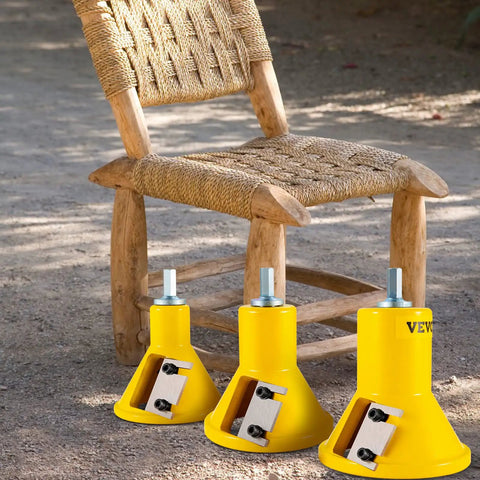 DIY Tenon Cutter Kit For Log Furniture Making With 1 Inch, 1.5 Inch And 2 Inch Blades shown in front of a rustic wooden chair