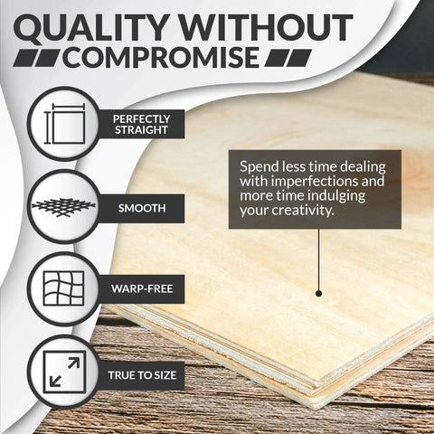 Basswood Sheets for Crafts 10 Pack 12 X 12 X 1 16th Inch 1.5mm Thick Warp Free Smooth Surfaces Great for Laser Cutting Wood Burning Architectural Models Staining Drawing and Everyday DIY Projects stacked with quality features.