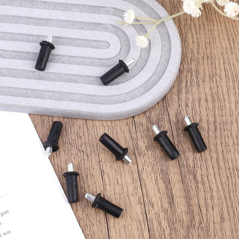 10 Pack Spring Loaded Cabinet Door Repair Pins For Shutters Doors And Windows Durable Plastic And Metal Telescopic Damper Pins Must Have Furniture Fittings Connector Replacement Hardware For Indoor And Outdoor Use scattered on wooden surface