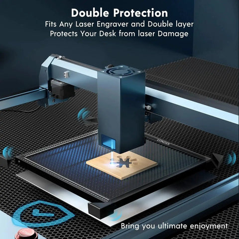 Honeycomb Working Table For Laser Engravers Pro Grade Build 17.3 By 17.3 By 0.86 Inches With Aluminum Plate For Fast Heat Dissipation Double Protection For Materials It Improves Smoke Evacuation And Keeps Your Wood Safe During CO2 And Diode Laser Cutting under a laser scanner