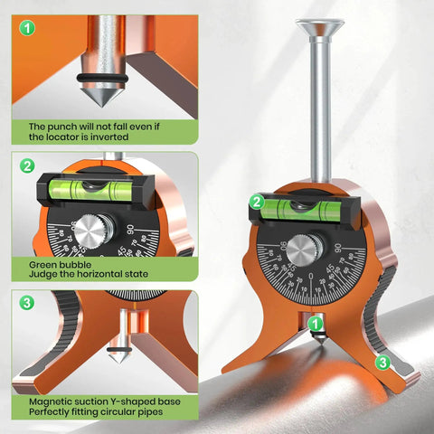 Upgraded Pipe Center Finder With Y Shape Base And Fully Embedded Magnets For Hands Free Center Marking Nuvium Pipefitting Tool