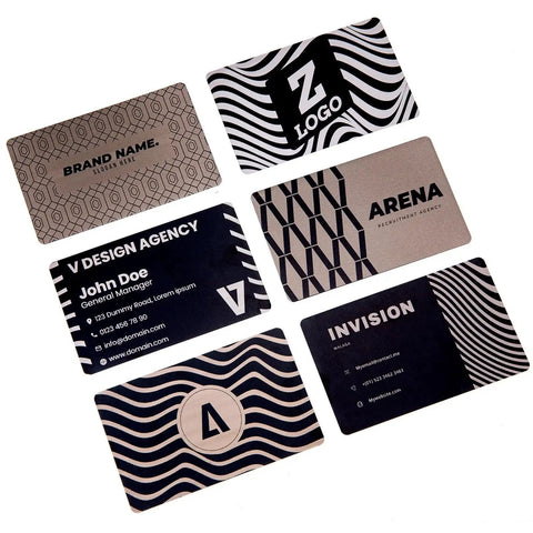 Pro Grade Aluminum Laser Engraving Blanks Set 300 Pcs Black Metal Cards For Personalization And Business Card Projects Perfect For CNC Engraver And Crafts Durable Smooth Finish For Sharp Engraving featuring assorted design samples