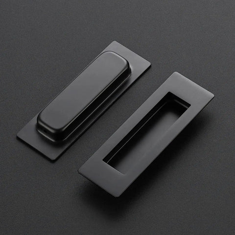 4 Pack Black Sliding Closet Door Pulls Flush Recessed Finger Pulls 4.72 Inch Length Square Cabinet Pulls with Matte Finish