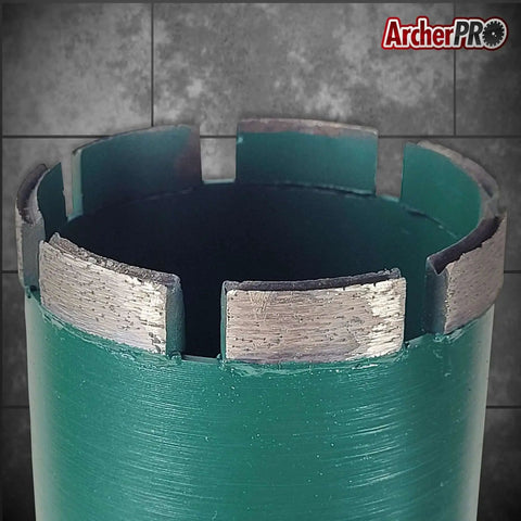 Close-up of Beast Aggressive Diamond Turbo Core Drill Bit With V Tip for fast dry or wet concrete, Archer PRO.