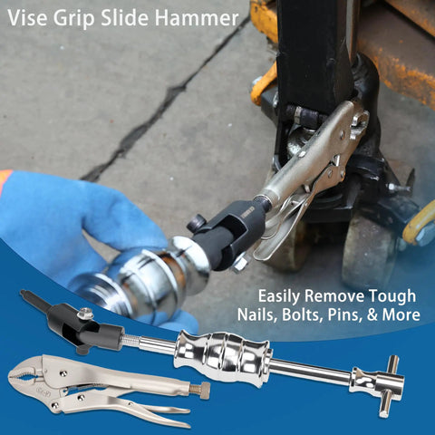 Heavy Duty Locking Pliers And Vise Grip Slide Hammer Puller Set used for fastener removal in automotive repair