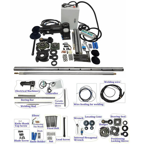 All In One Line Boring And Welding Machine 110V Bore Welder For Excavators Cranes And Loaders European Connector components displayed