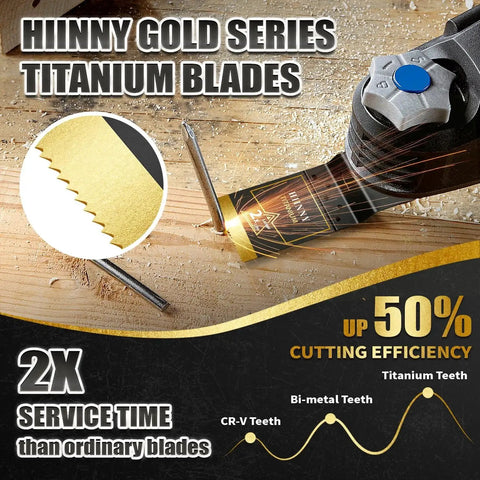 Six Piece Titanium Oscillating Tool Blades Kit For Metal Wood Plastics Universal Fit For Dewalt Milwaukee Ryobi Fein