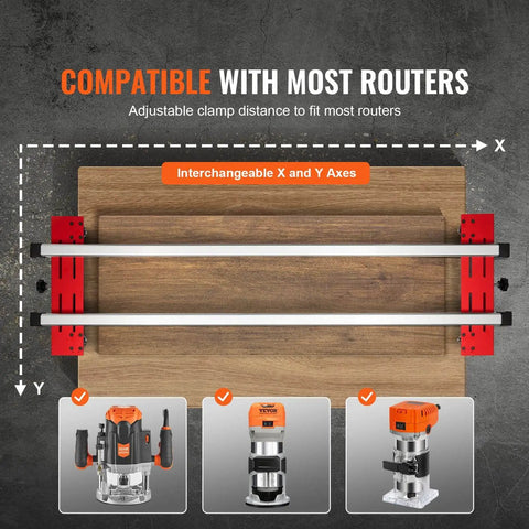 60 Inch Router Sled For Large Slabs - Portable, Adjustable Slab Flattening Jig with interchangeable X and Y axes, fits most routers