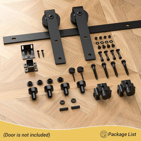 Sliding Barn Door Hardware Kit For Closet And Cabinet, 3 Foot Mini Track System With 36 Inch Track, Carbon Steel Frosted Black Finish