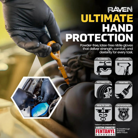 7 Mil Powder Free Nitrile Disposable Gloves XL Latex Free Chemical and Puncture Resistant With Textured Grip For Automotive Use