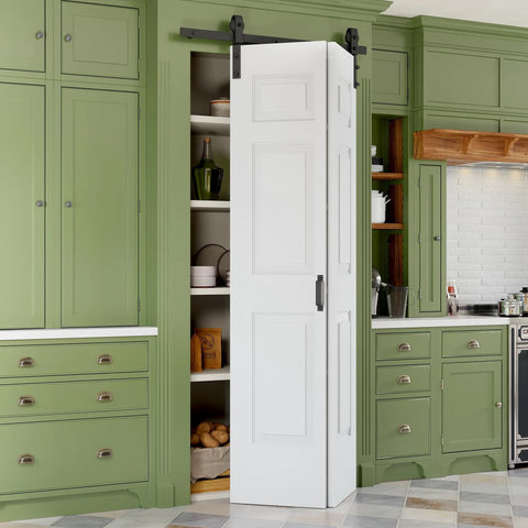 Paintable 40 By 84 Inch Bifold Barn Door With Six Panels No Assembly Required No Sweat Easy Glide Sliding Closet Doors
