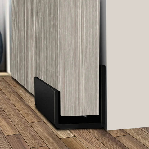 Installed 2 Pack Solid U Shaped Guide Wheel Set With Flush Flat Bottom For Sliding Doors And Cupboards, Matte Black Finish
