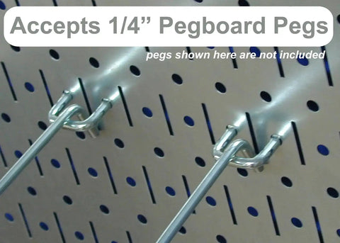 Heavy Duty Galvanized Steel Pegboard Panel 32 Inch By 16 Inch Tool Board with 1/4 inch pegs demonstration in garage workshop