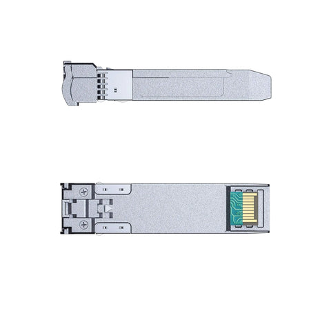 H!Fiber 10G MMF SFP+ LC transceiver, 850nm, 300m, DDM, 2-pack, side view
H!Fiber 10G MMF SFP+ LC module, 850nm, 300m, DDM, 2-pack, bottom/connector view