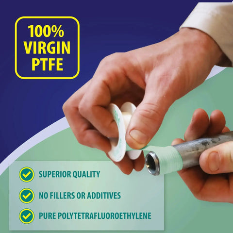Green PTFE Thread Seal Tape For Oxygen Lines Pro Grade High Density Leak Proof Non Toxic Half Inch By 260 Inch Roll in use