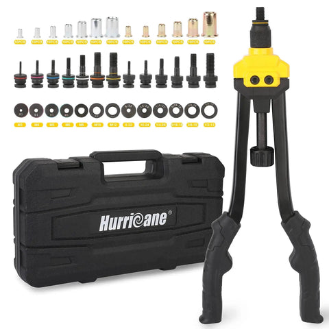 16 Inch Rivet Nut Tool Kit with Auto Release Nutsert 13 Mandrels and 130 Threaded Rivet Nuts Durable Hand Riveter Set shown