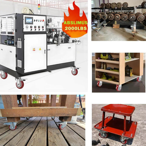 Heavy Duty 3 Inch Casters Set Of Four With 2000 Pound Load Rating 360 Degree Swivel Lockable Bearing Plate Brakes Includes Complete Screw Sets And Accessories Built For Furniture Workbench Cart Or Dolly installed on various equipment