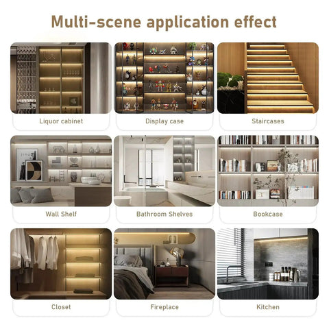 Multi-scene application of Under Cabinet LED Light Strip Kit 16.4Ft Cuttable Warm White 3000K