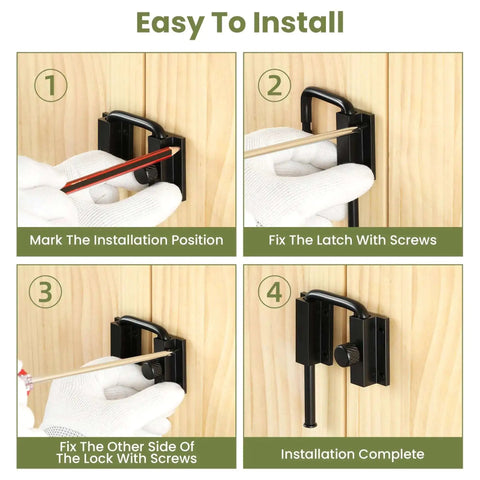 4 Inch U Bolt Door Loop Lock Heavy Duty Security Latch Black Anti Theft Privacy Bolt installation steps with gloves