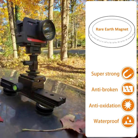 Camera mounted outdoors using 40 Pound Rubber Coated Neodymium Magnets With M6 Threaded Studs 4 Pack Anti Slip Heavy Duty Mounting Magnets For LED Lighting Fixtures Tools And Small Equipment