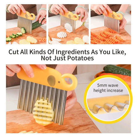 Elephant Handle Crinkle Cutter For Veggies And Fries Easy To Use Stainless Steel Wavy Slicer With Ergonomic Grip Cute Elephant