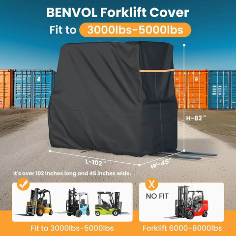 All Season Forklift Cab Cover 3000-5000 Lb Waterproof 420D UV-Proof 102x45x82 In covering forklift outdoors