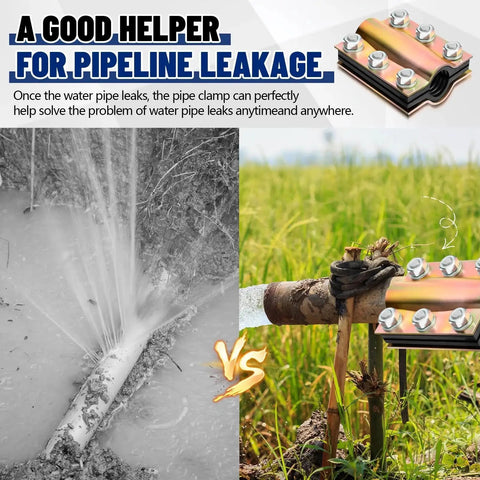Two Pack Pipe Repair Clamp For Half Inch Pipe Fittings, Four Inch Length, sealing a leaking pipe with steel leak sealer and rubber liners.