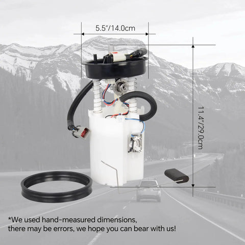Electric Fuel Pump Assembly For 1996 Jeep Grand Cherokee 4.0L Six And 5.2L V8 Replaces OE E7099M with dimensions