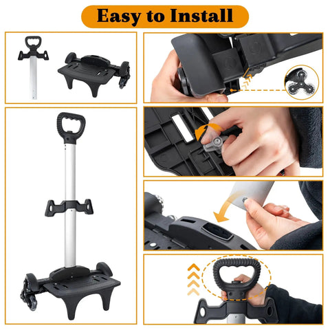 Close-up and full view of Six Wheel Backpack Trolley Rolling Dolly Cart For Luggage And Travel Hand Truck easy installation process