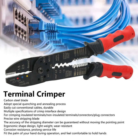 Multifunction Terminal Crimping Tool And Wire Stripper With High Carbon Steel Blades Ergonomic Grip for industrial use