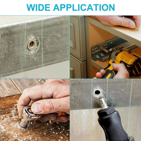 Installation of Rivet Nut Kit 830 Pieces SAE and Metric Flat Head Assortment in various materials and applications